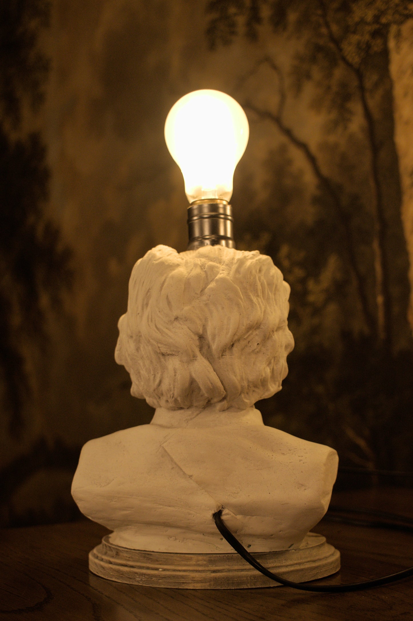 Albert Einstein Bust Lamp — Dark Academia Desk Lamp, Unique Teacher Gift, Handmade Gypsum Sculpture