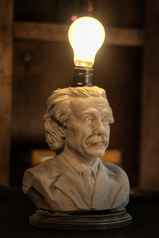 Albert Einstein Bust Lamp — Dark Academia Desk Lamp, Unique Teacher Gift, Handmade Gypsum Sculpture