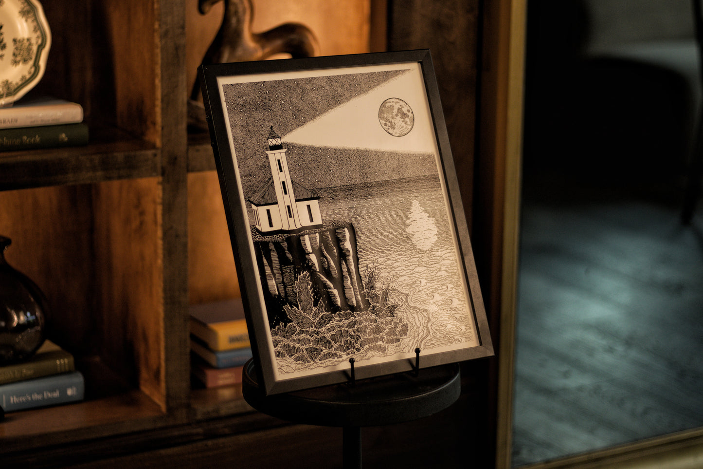 Loss Prevention — Gothic Lighthouse Print, Dark Academia Wall Art, Witchcore Moon Decor