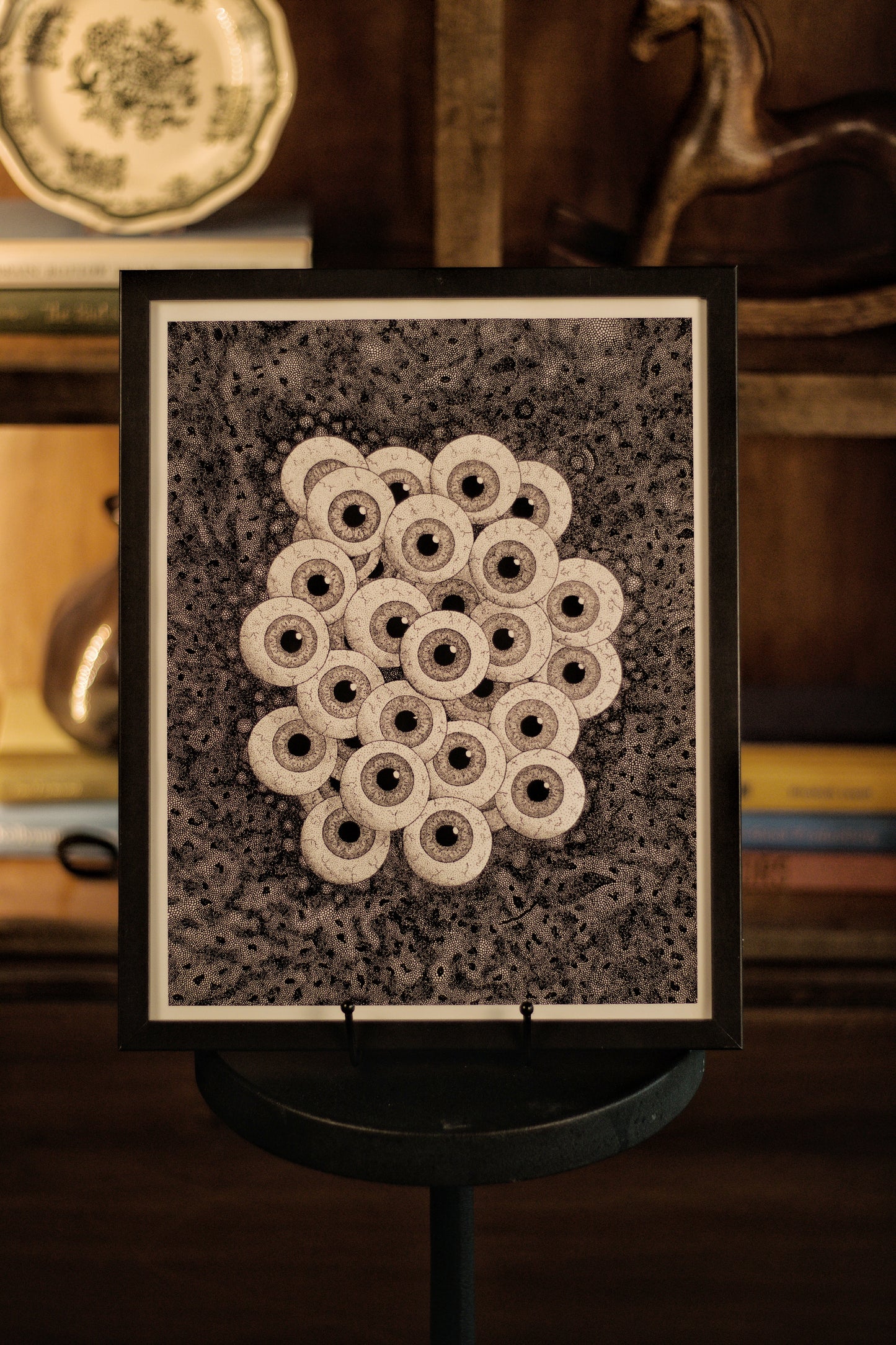 Seraphim Wall Art — Surreal Eye Pattern Print, Dark Academia Biblical Decor